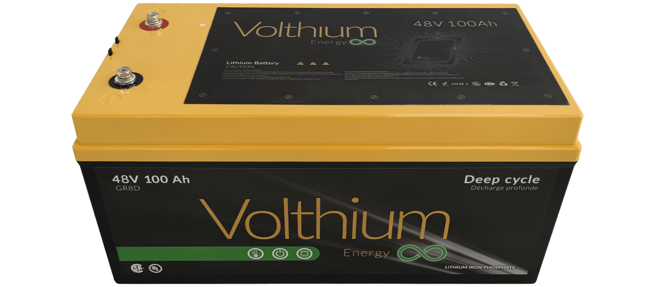 VOLTHIUM - Batterie au Lithium 48V 100Ah Groupe 8D Autochauffante avec Soft-Start et Bouton On/Off - 48.0-100-G8DY-CH2OSS