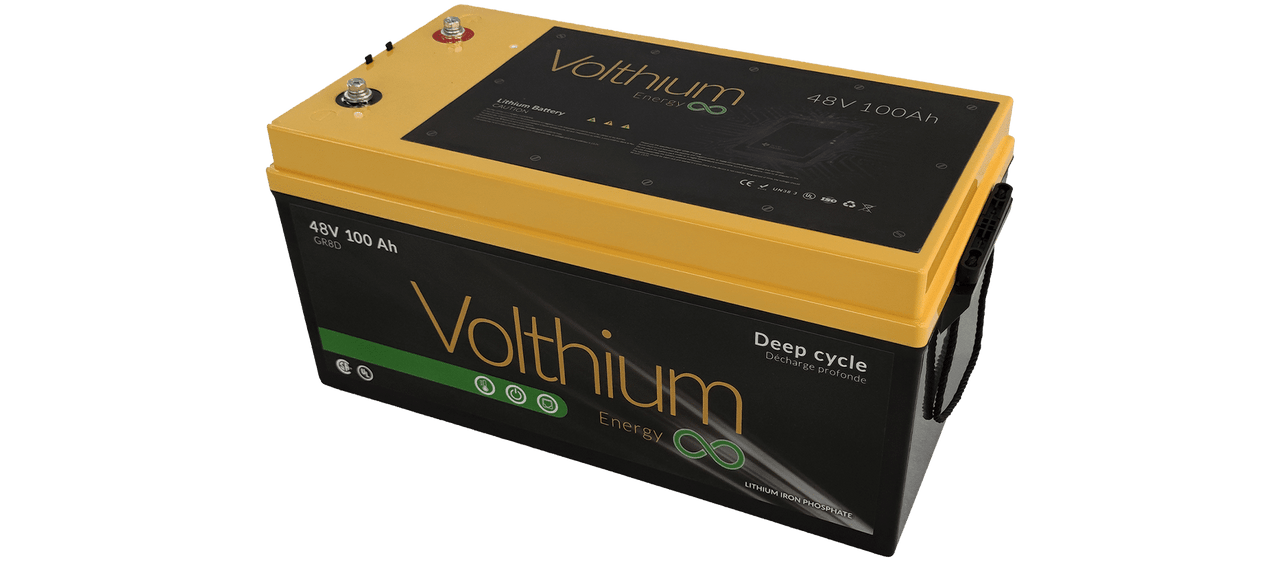 VOLTHIUM - Batterie au Lithium 48V 100 Ah avec Soft-Start et Bouton On/Off - Groupe 8D - 48.0-100-G8DY-COSS