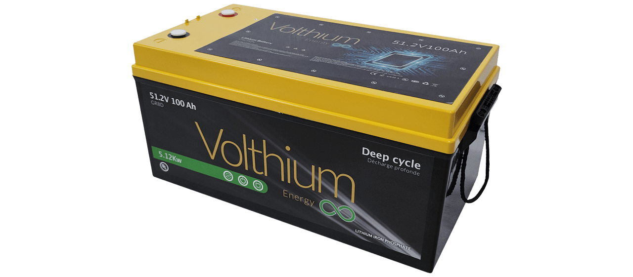 VOLTHIUM - Batterie au Lithium 51.2V 100Ah Groupe 8D Autochauffante avec Soft-Start et Bouton On/Off - 51.2-100-G8DY-CH2OSS