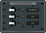 Blue Sea Systems - Traditional metal DC panel - 3 positions - BSS8025