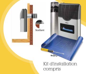 Kit d'installation et cheminée inclus