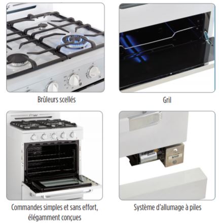 Cuisinière au propane Unique Classic Retro 24 po, blanche (UGP-24CR OF1 W)