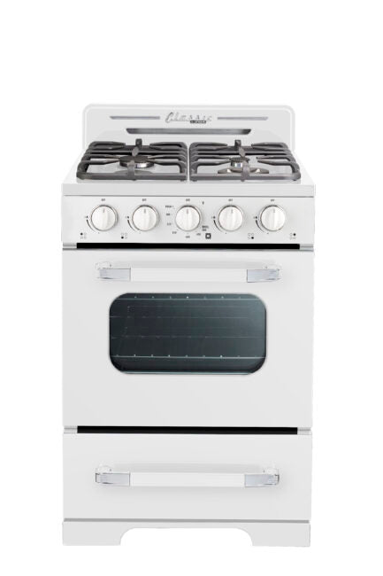 Cuisinière au propane Unique Classic Retro 24 po, blanche (UGP-24CR OF1 W)