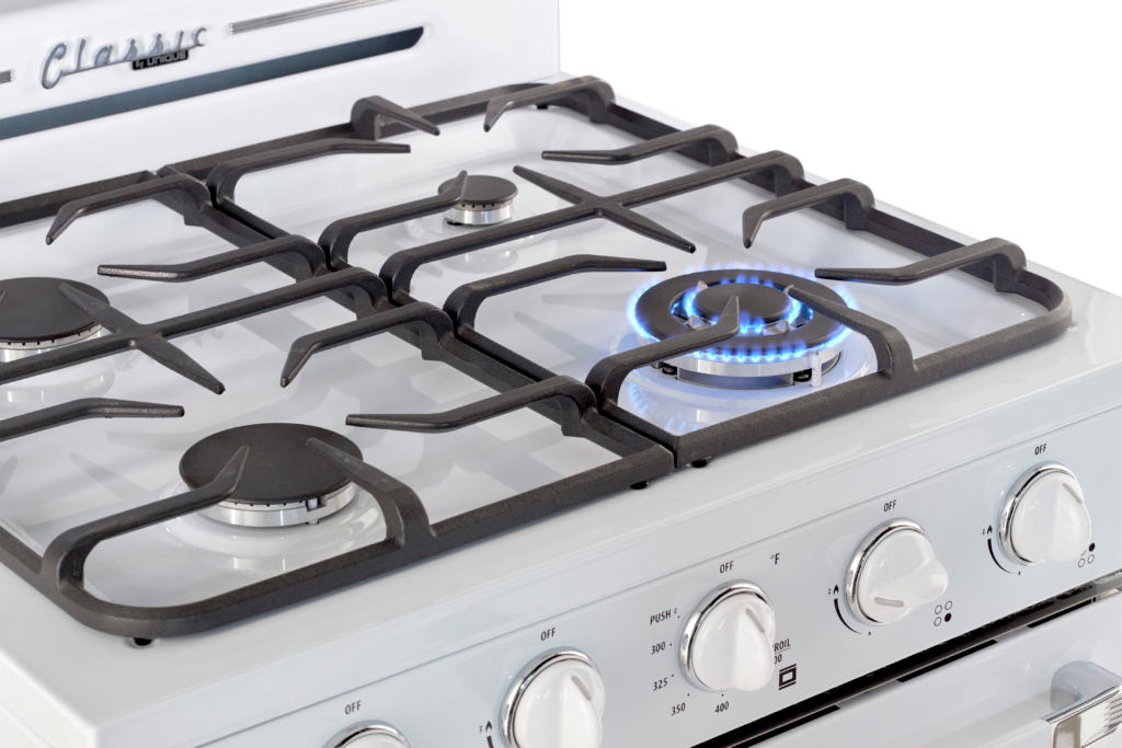 Cuisinière au propane Unique Classic Retro 24 po, blanche (UGP-24CR OF1 W)