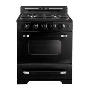 Cuisiniere au propane Unique Classic Retro 30 po noire UGP-30CR B, vue de face