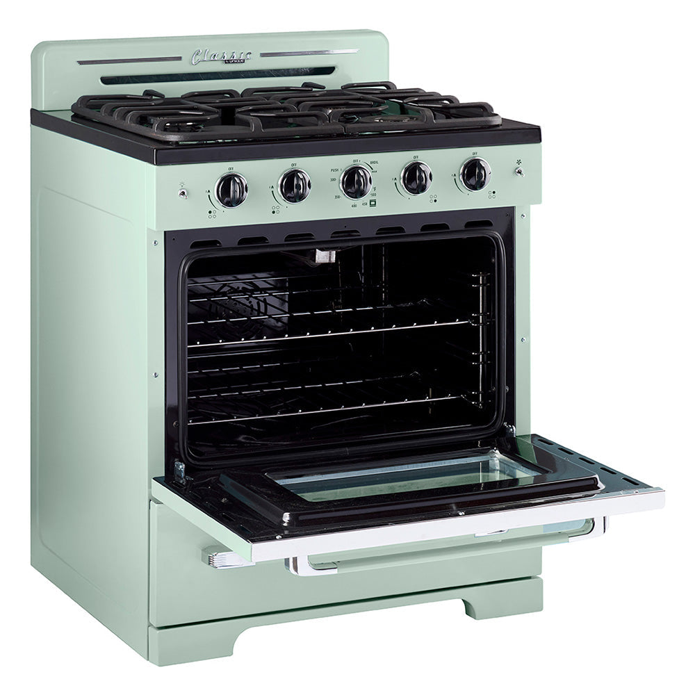 Cuisiniere Unique Classic Retro 30 po vert menthe, four ouvert