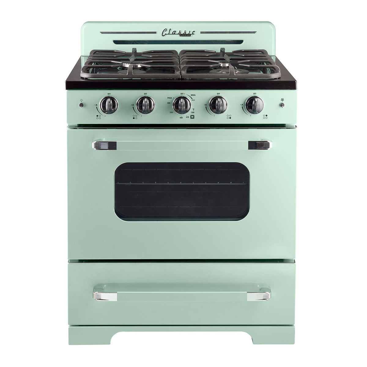 Cuisiniere au propane Unique Classic Retro 30 po vert menthe UGP-30CR LG, vue de face