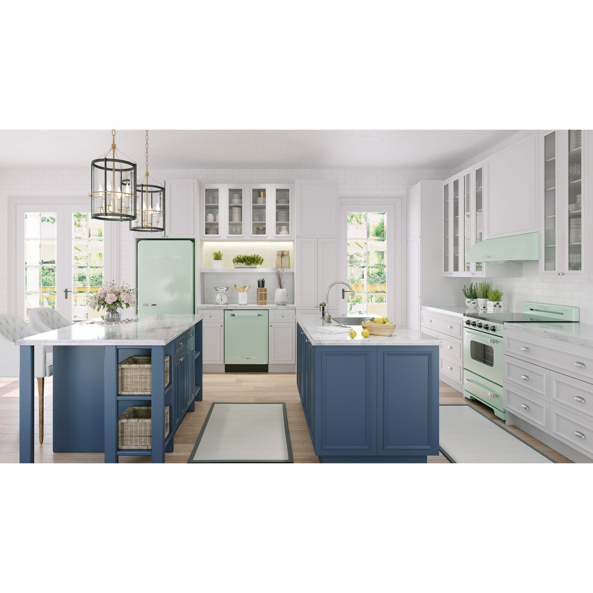 Hotte Unique Classic Retro 30 po vert menthe installee en cuisine
