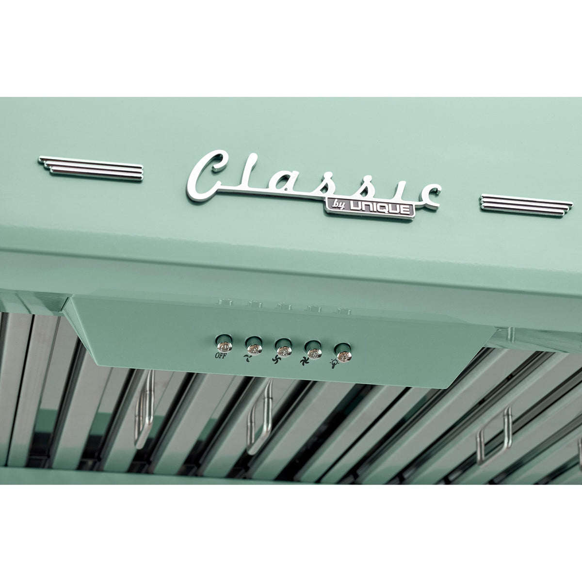 Commandes de la hotte Unique Classic Retro 30 po vert menthe
