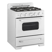 Cuisiniere Unique Classic Retro 30 po blanche, vue trois quarts