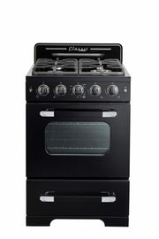 Cuisiniere au propane Unique Classic Retro 24 po noire UGP-24CR B, vue de face