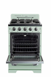 Cuisiniere Unique Classic Retro 24 po vert menthe, four ouvert
