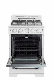 Cuisiniere Unique Classic Retro 24 po blanche, four ouvert