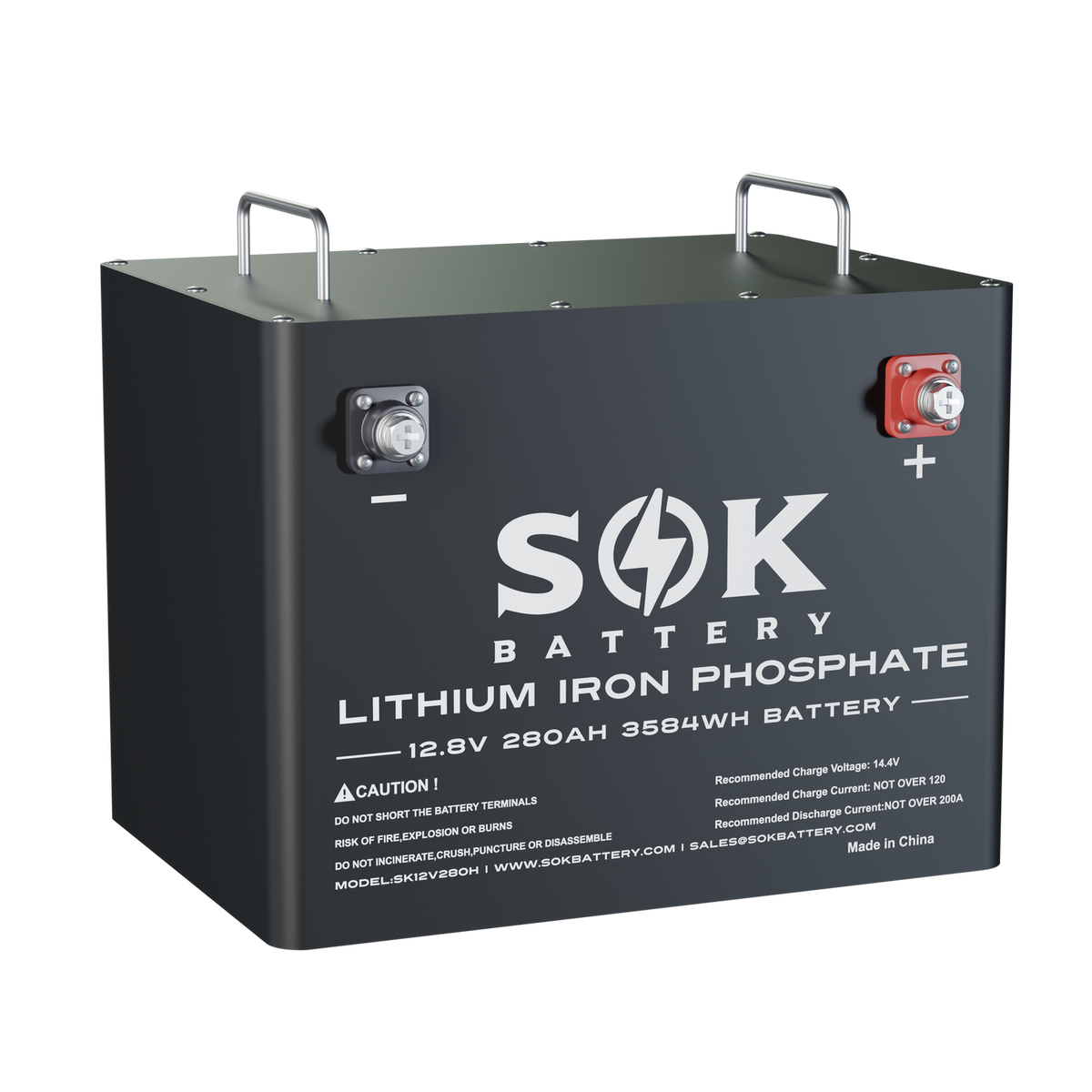 SOK SK12V280H batterie lithium 12V 280Ah boîtier métal autochauffante Bluetooth