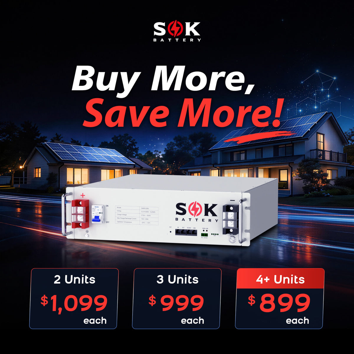 SOK SK48V100N batterie lithium 48V 100Ah rack serveur 3U