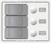 Blue Sea Systems - Panneau de disjoncteur 12V DC résistant à l'eau Contura - Blanc 3 positions - BSS8274