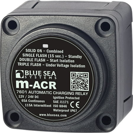 Blue Sea Systems - Relais de charge automatique série M (mini ACR charging relay) 12/24V DC 65A - BSS7601